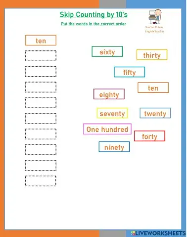 Skip Counting words by 10