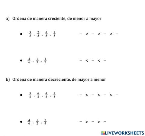 Orden de fracciones propias