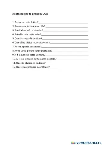 Les pronoms COD