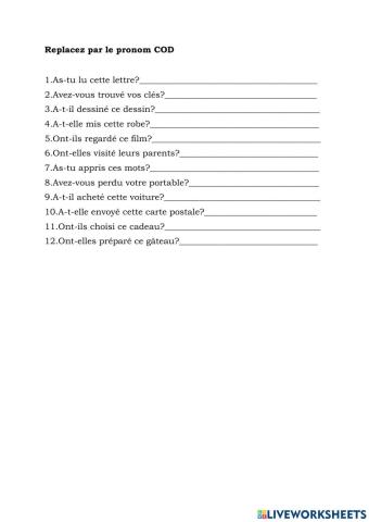 Les pronoms COD