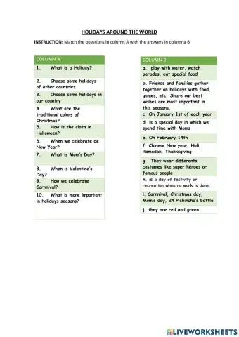 Holidays and special events