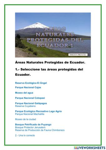 Reservas naturales  y protegidas del ecuador