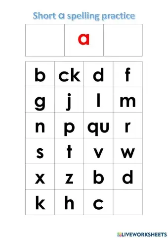 Short A Spelling Practice