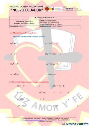 Factorización de Binomios