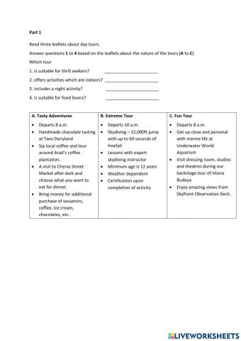 MUET-CEFR Reading Set 1 (Part 1 to Part 5)