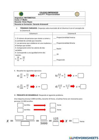 Guía N°1- Proporcionalidad