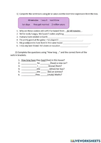 How long..? For and since