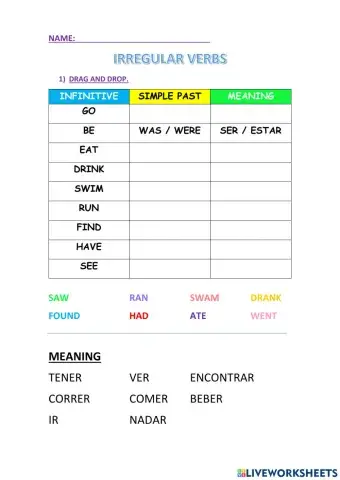 Irregular verbs