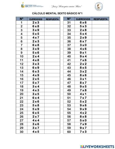 Cálculo mental sexto básico 1