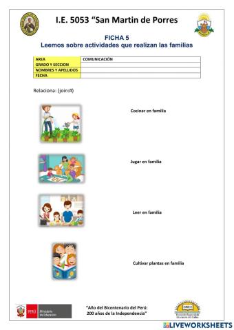 Actividades que realizan familias