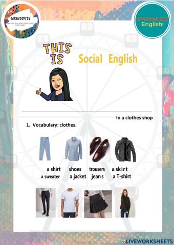 Practical English, in a clothes shop, elementary