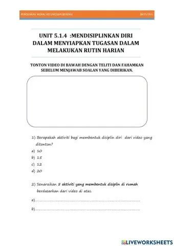 Disiplin dalam rutin harian