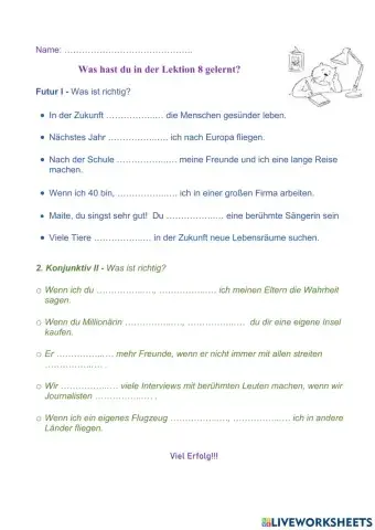 Futur I und Konjunktiv II