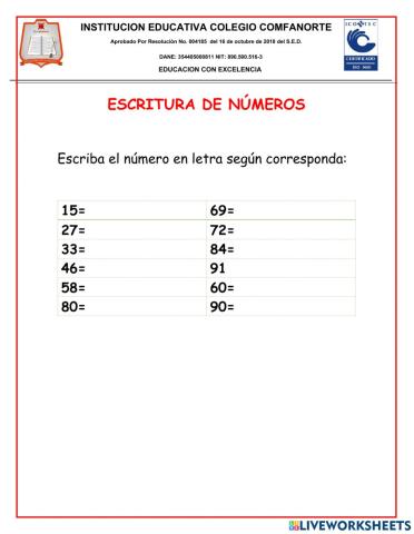 Escritura de números