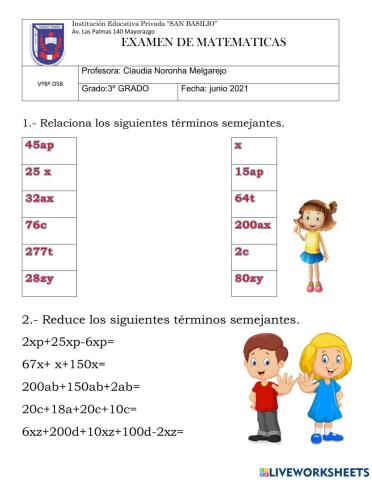 Ecuaciones y terminos