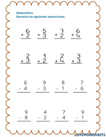 Resuelve las sumas y restas