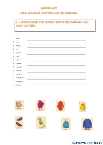 Warm Clothes and belongings