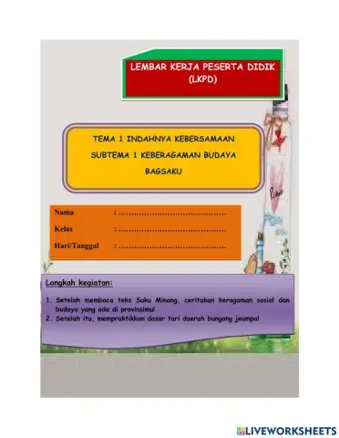 LKPD Kelas IV tema 1, subtema 1, PB 5