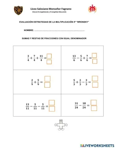 Suma y restas de fracciones