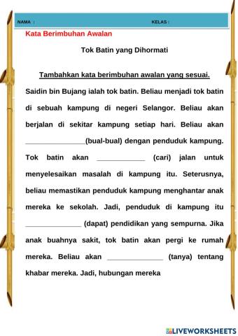 Kata Berimbuhan Awalan