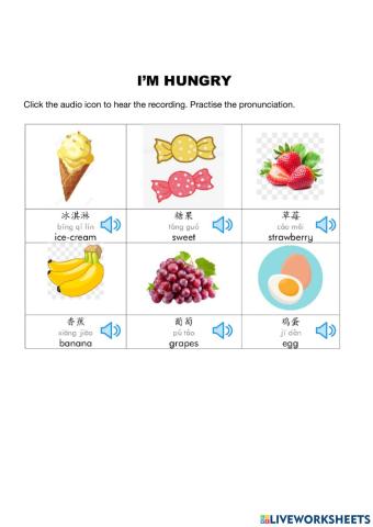 I'm hungry worksheet 1