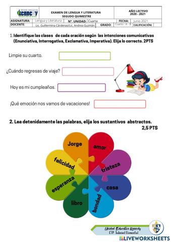 Examen de lengua grupo 2