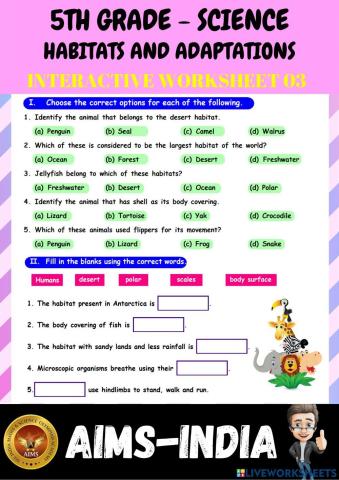5th-science-ps03- animal habitats & adaptations