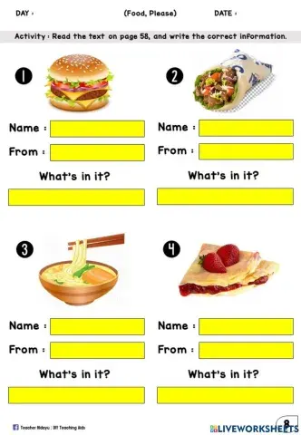 Food, Please (Fill in the blanks)