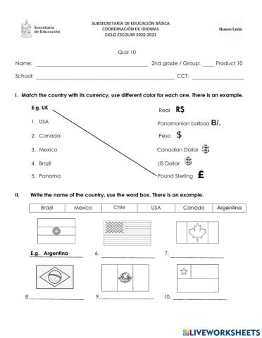 June Quiz - Second Grade