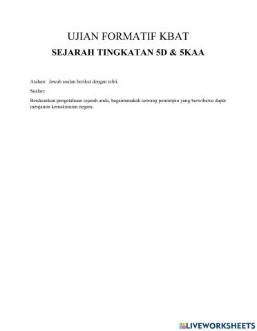 Ujian formatif kbat
