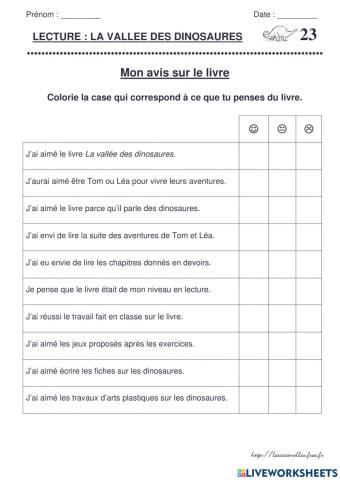 Évaluation - La vallée des dinosaures