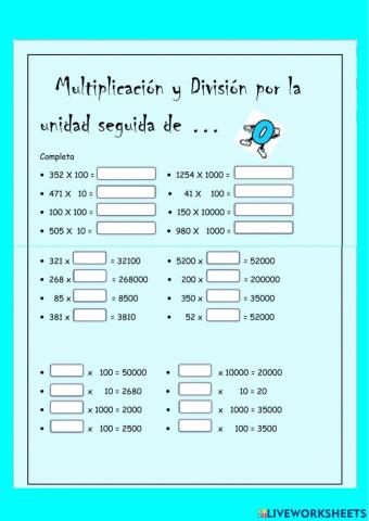 Multiplicacion y division seguidas de cero