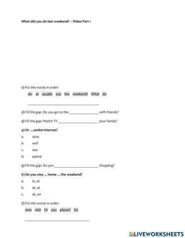 Past Simple - What did you do last weekend? Video