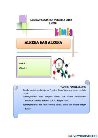Tata Nama Alkuna dan Alkena