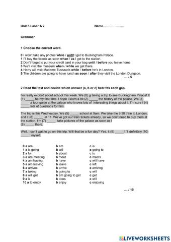 unit 5 grammar laser A2