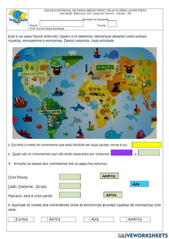 Atividades Continentes