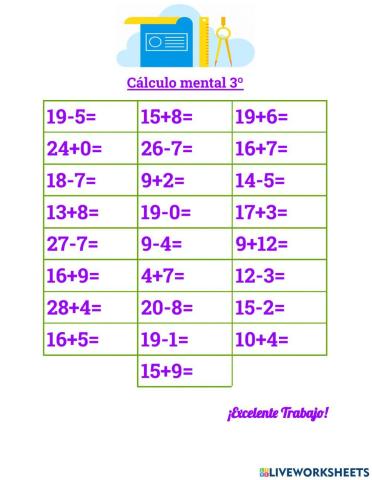 3º Cálculo mental