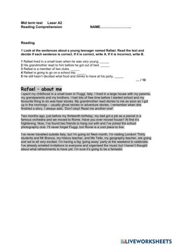 Reading comp Term Test 3rd Adol LaserA2