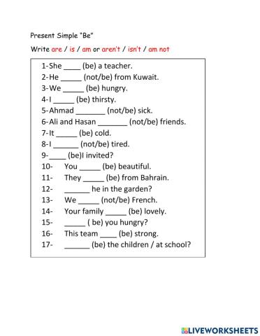 Verb to be present simple