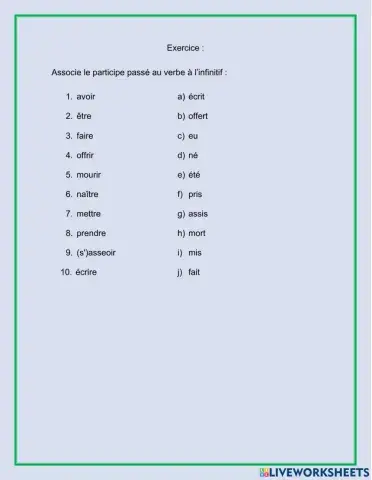 Le participe passé des verbes irréguliers