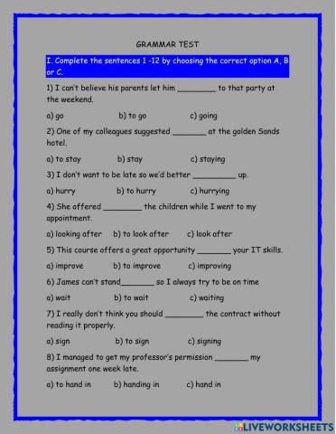 Grammar quiz