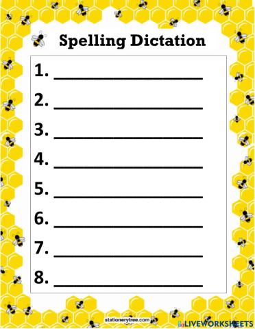 Spelling Dictation List