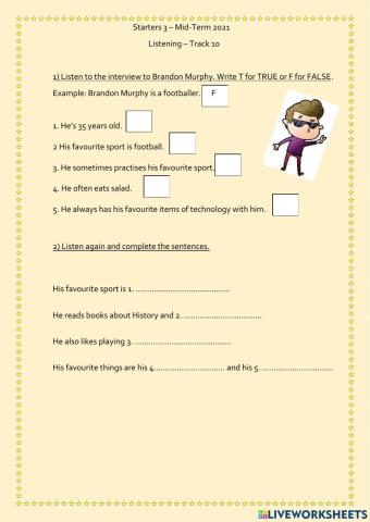 Starters 3 mid-term exam listening