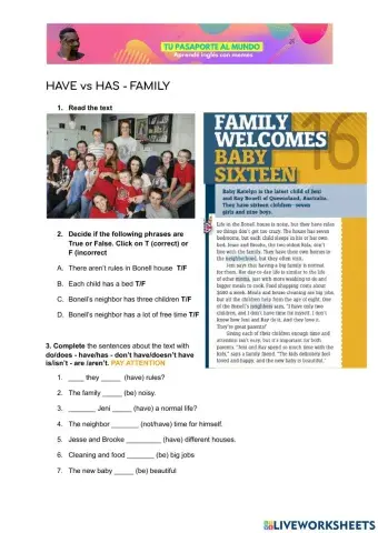 HAVE VS HAS - FAMILY 1