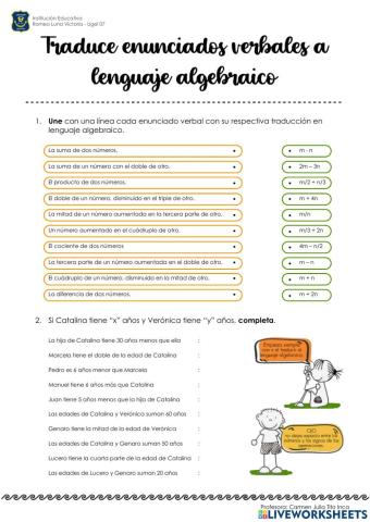 Traducción al lenguaje algebraico