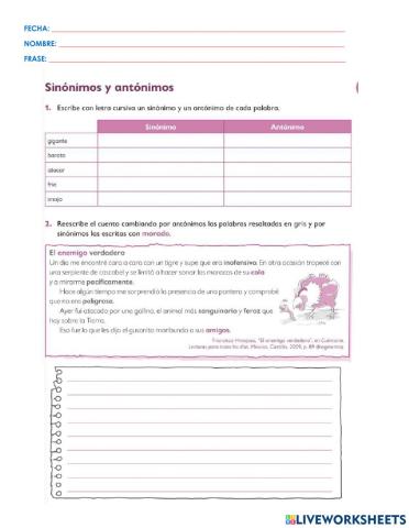 Sinónimos y antónimos