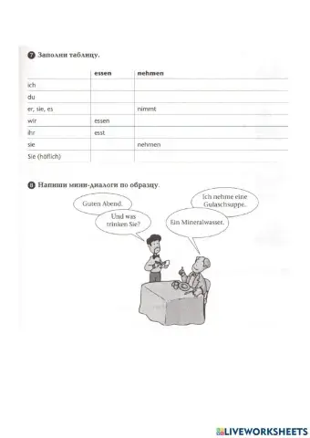 Hausaufgabe - Essen und trinken 2