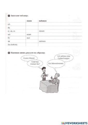 Hausaufgabe - Essen und trinken 2