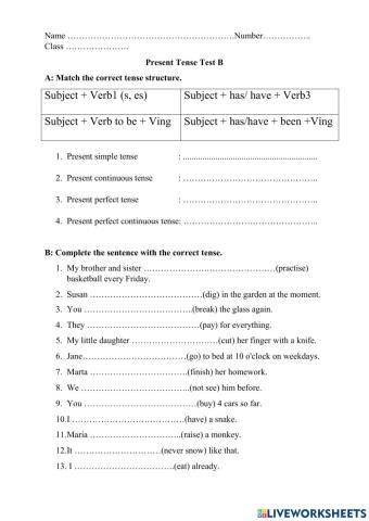 Present tense testB