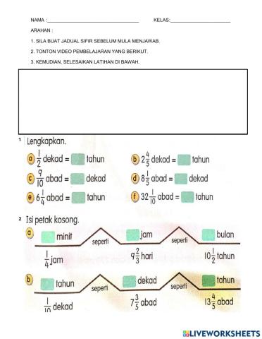 Tukar unit masa (pecahan - bahagian 2)